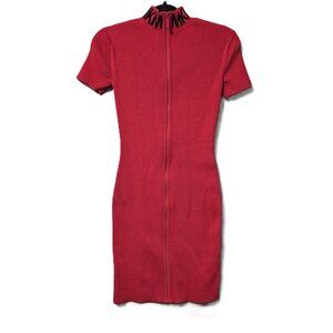 Michael Kors Red Ribbed Stretch Zip Front Dress Size XS